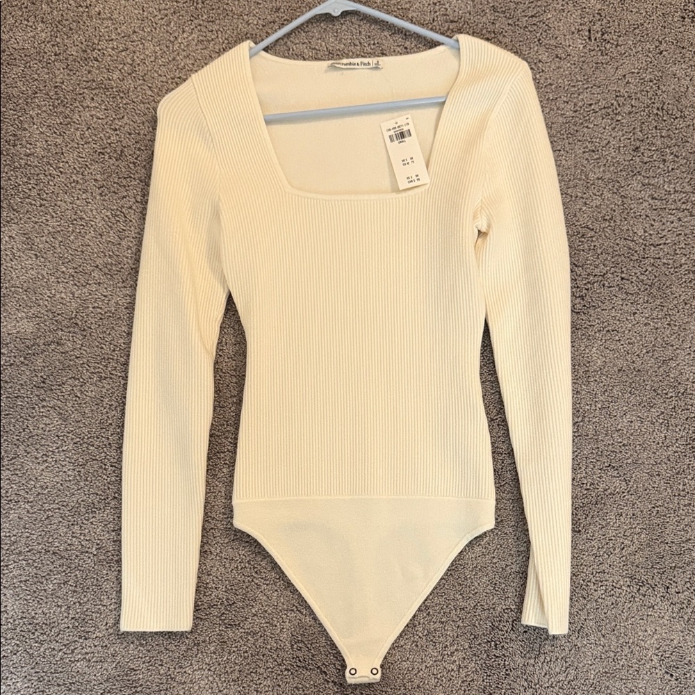Abercrombie & Fitch Off-White Ribbed Bodysuit
